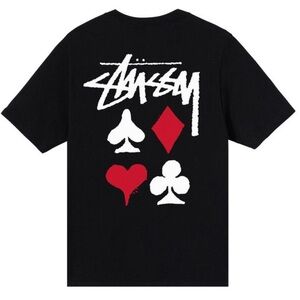 Stussy Full Deck 2 Tee Black Playing Card Graphic T-Shirt Size Small NWT